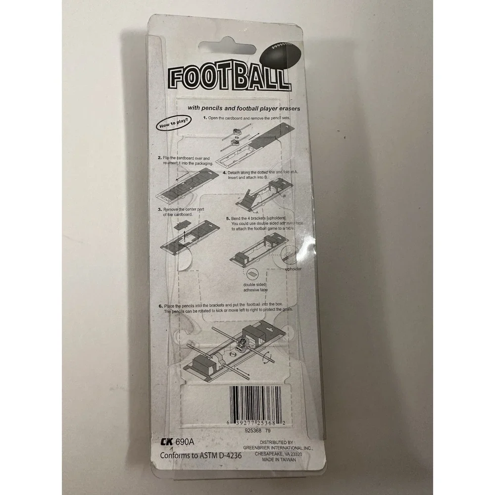 Football Pencil Set Buildable Field Packaging & Ball Eraser Fun Desk Game Gift